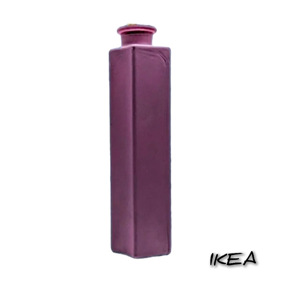 IKEA Tall Rectangular Glass Vase in Plum / Dark Pink 8